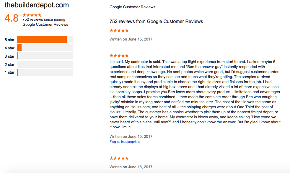 Reviews from The Builder Depot